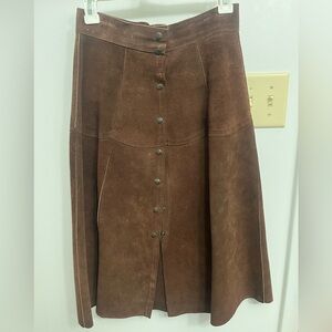 Ada Brown A-Line Suede Skirt
